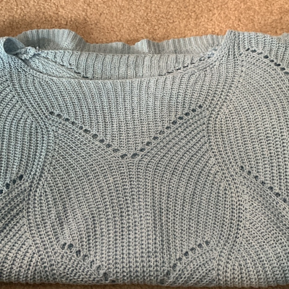 Very pretty powder blue open weave sweater Size XL NWOT